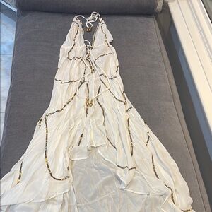 White and Gold sheet Women's Dress coverup